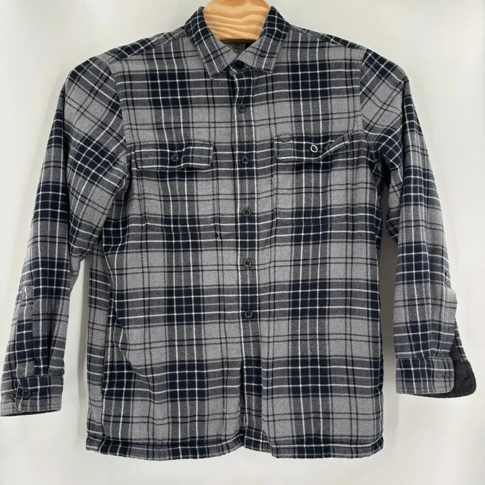 L.L. Bean Medium‎ Blue Gray Fleece Lined Thick Long Sleeve Button Up Shacket